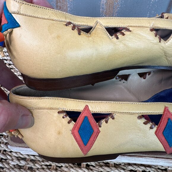 Susan Bennis Warren Edwards Vintage Handmade Leather Beaded Loafers Sz 8 NWOB - Picture 14 of 16